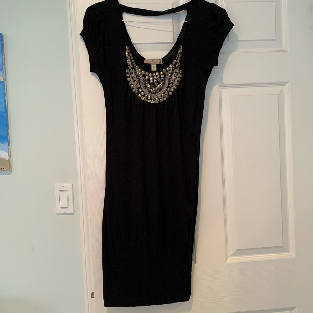 American Rag Black Dress with Gold Beadwork *Good Condition*